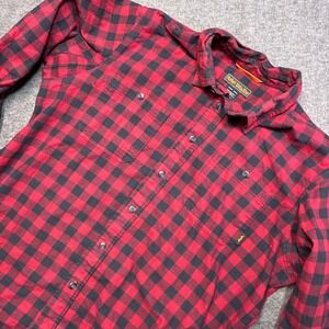 Walls Flannel Shirt Mens XL Red Black Buffalo Plaid Cotton Blend P336493